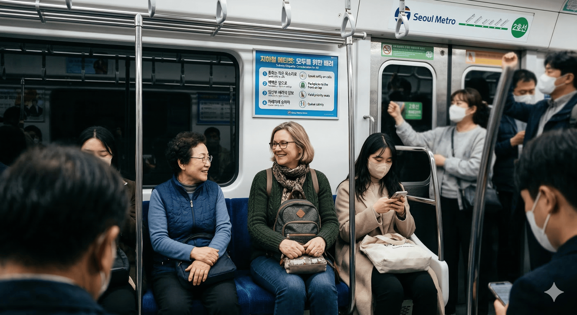 [K-Life Guide] 🚇 Why Is That Seat Empty? The Etiquette of "Leaving Space" in the Korean Subway